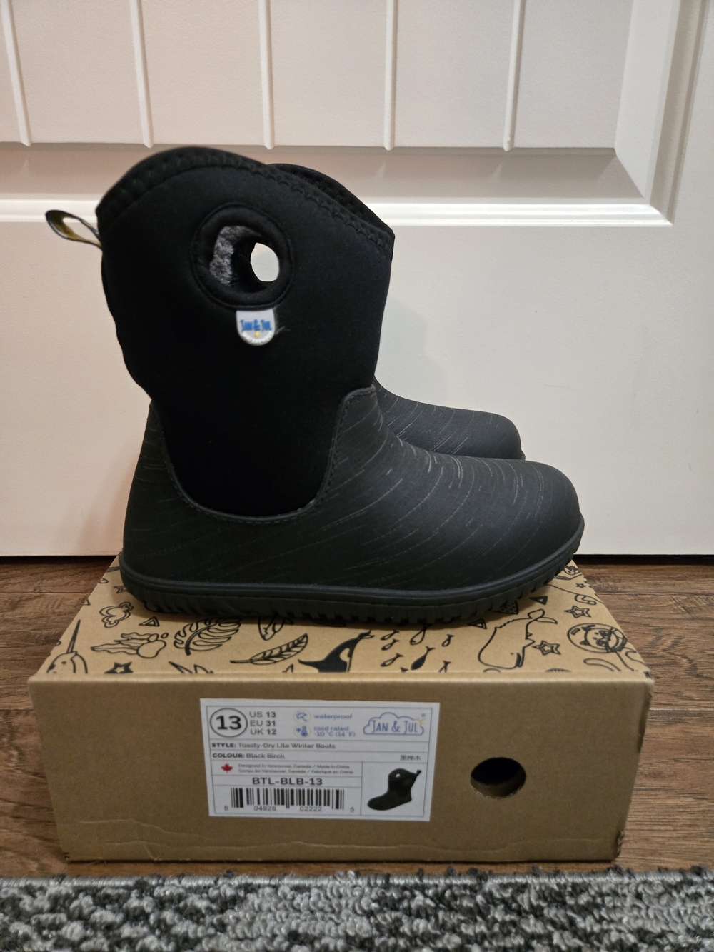 Kids Black Jan And Jul Winter Boots 13K